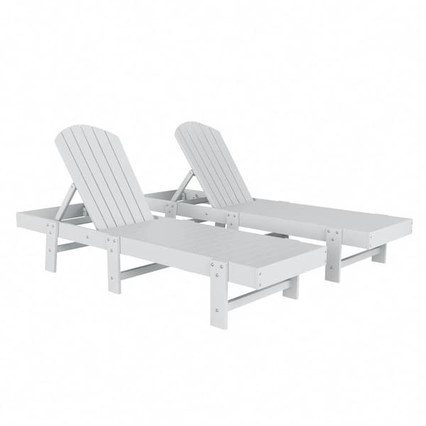 WESTIN OUTDOOR Altura 2-Piece White Classic Adjustable Weather Resistant Adirondack Poly Reclining Chaise Lounge Chair Set