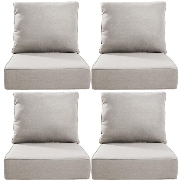 24 in. x 24 in. x 6" 8-Piece Deep Seating Water and Fade Resistant Outdoor Lounge Chair Replacement Cushion Set in Beige