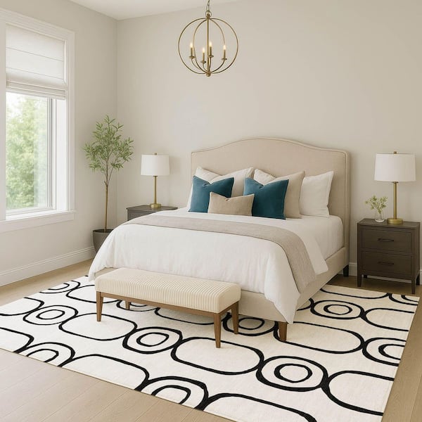 Chantille Machine Washable Indoor/Outdoor Abstract ACN2344 White 10 ft. x 14 ft. Area Rug