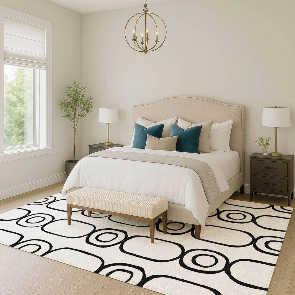 Chantille Machine Washable Indoor/Outdoor Abstract ACN2344 White 9 ft. x 12 ft. Area Rug price history on PriceWatchPro