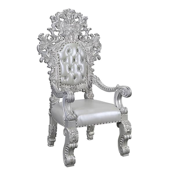 White Leather Throne Chair, King Queen Chairs