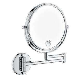 13.5 in. W x 11 in. H Small Round 1x/3x Magnifying Wall Mounted Bathroom Makeup Mirror in Chrome