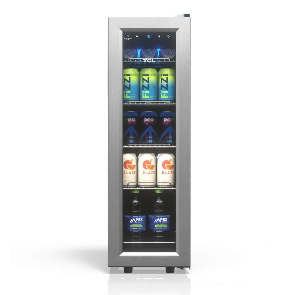TCL 9.92 in. Single Zone 33 Cans Stainless Beverage Cooler