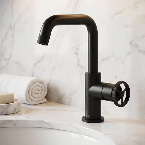 Cass Single Handle Single-Hole Bathroom Faucet in Matte Black