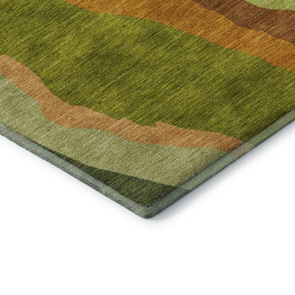 Mayfield Premium Machine Washable Abstract AMF1047 Green 2 ft. x 3 ft. Area Rug