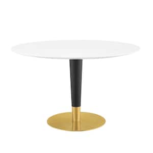 Zinque 47 in. Gold White Dining Table