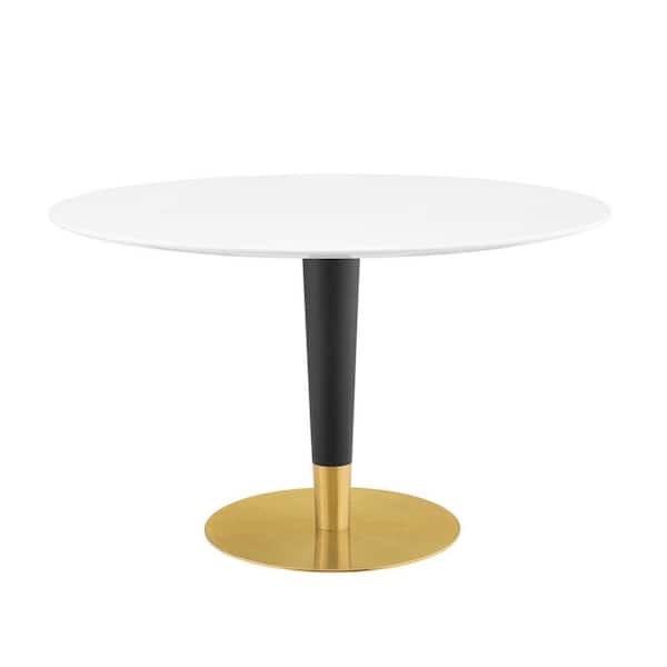 MODWAY Zinque 47 in. Gold White Dining Table