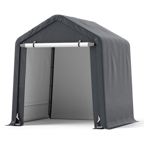 6.5 ft. W x 6 ft. D x 7 ft. H Gray Portable Motorcycle Outdoor Storage Shelter Carport