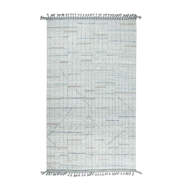 Beige Hand-Knotted Wool Contemporary Marrakech Handspun Area Rug : Luxurious Modern Rug for Living R, Area Rug