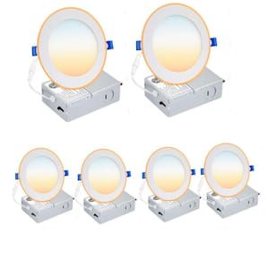 6 in. Night Light 60-Watt Equivalent Ultra Thin LED Recessed Ceiling Lights Night Ligh, ETL Listed 1050 Lumens (6-Pack)