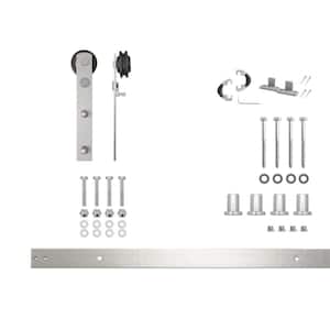 5.5 ft./66 in. Brushed Nickel Non-Bypass Sliding Barn Door Hardware Kit Straight Design Roller for Single Door