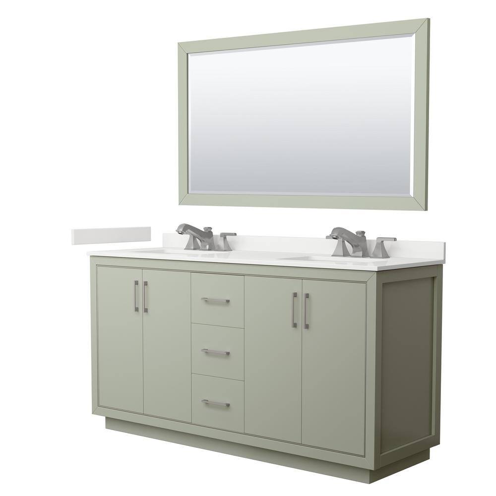 Icon 66 in. W x 22 in. D x 35 in. H Double Bath Vanity in Light Green with White Quartz Top and 58 in. Mirror price history on PriceWatchPro