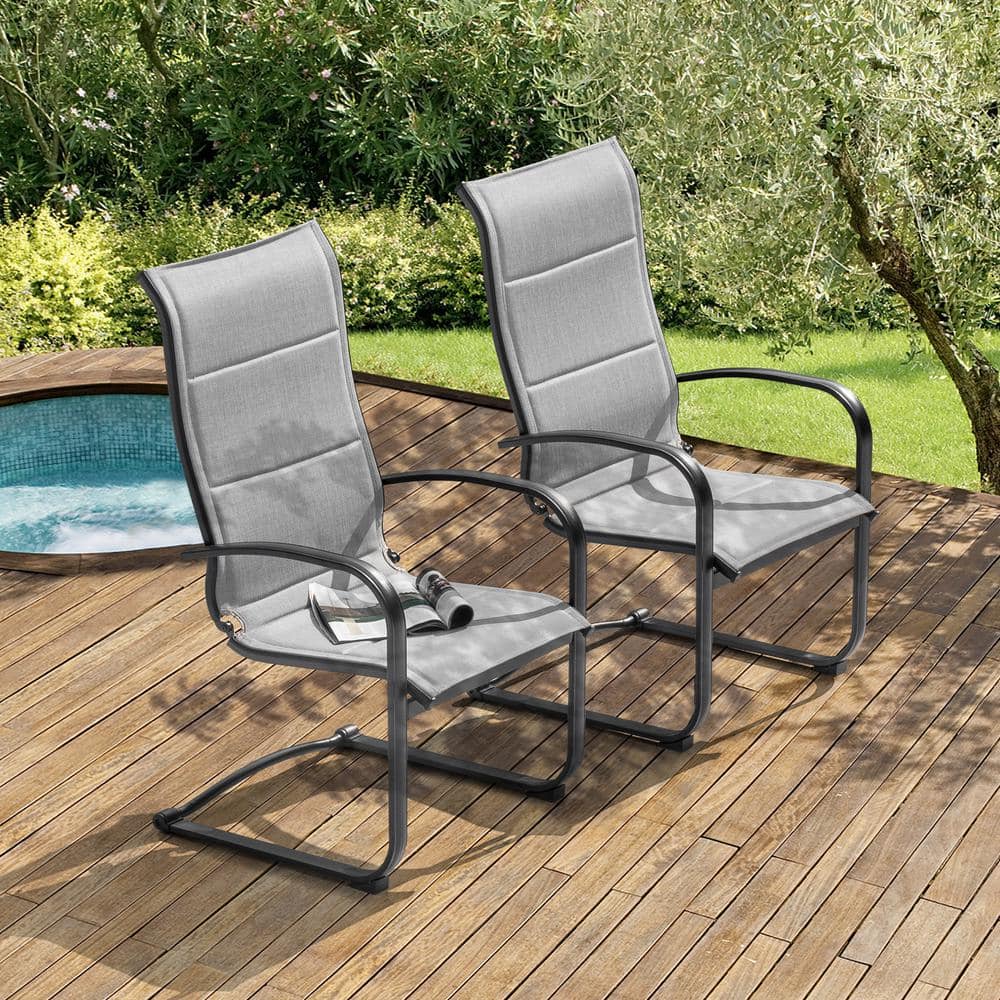 Nuu Garden Gray Text Ilene Metal Outdoor Dining Chairs 2 Pack DS003GR The Home Depot