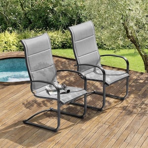 Gray Text Ilene Metal Outdoor Dining Chairs (2-Pack)