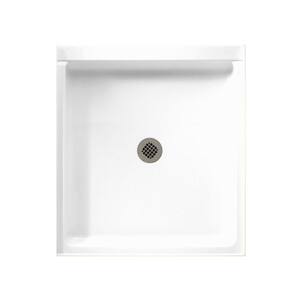 42 in. x 36 in. Solid Surface Single Threshold Center Drain Shower Pan in White