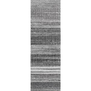 Nova Stripes Dark Gray 3 ft. x 8 ft. Runner Rug