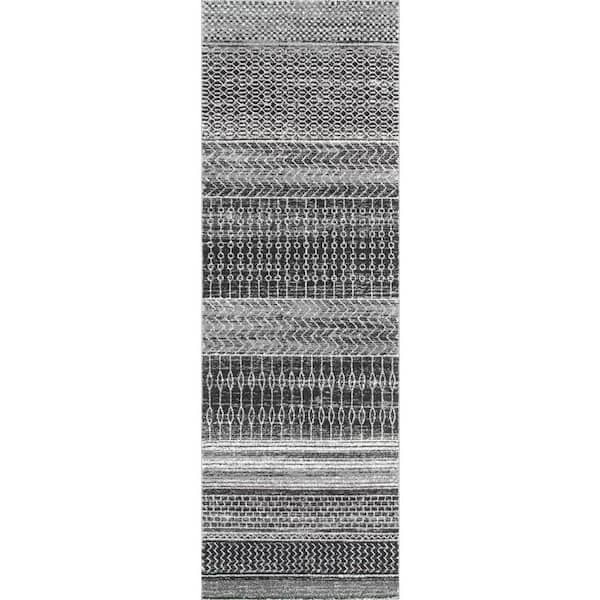 Home Decorators Collection Nova Stripes Dark Gray 3 ft. x 8 ft. Runner Rug