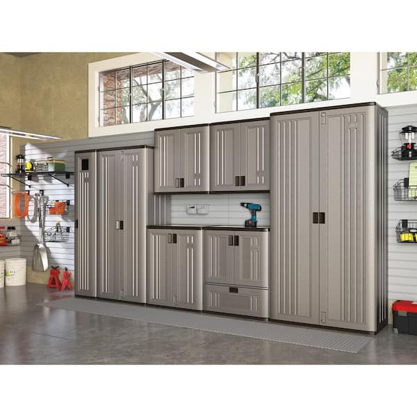 Suncast 30 In W X 36 H 20 D 1 Shelf Drawer Resin Base Storage Freestanding Cabinet Platinum Bmc3601 The