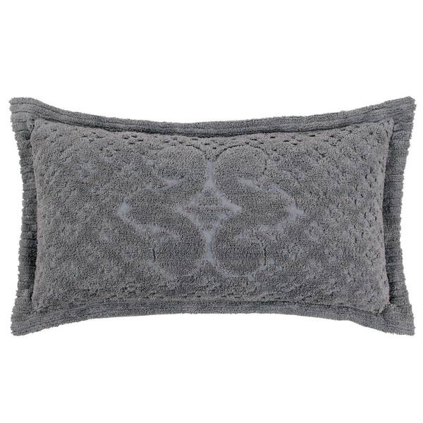 Better Trends Ashton Collection in Medallion Design Gray King 100% Cotton Tufted Chenille Sham