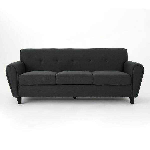 Noble House 78.5 in. Dark Gray Polyester 3-Seater Lawson Sofa with Round Arms