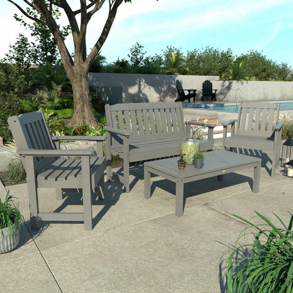 Lehigh Coastal Teak 4-Piece Recycled Plastic Outdoor Conversation Set