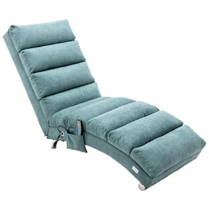 Modern Teal Long Electric Recliner Heated Massage Chaise Lounge for Office or Living Room