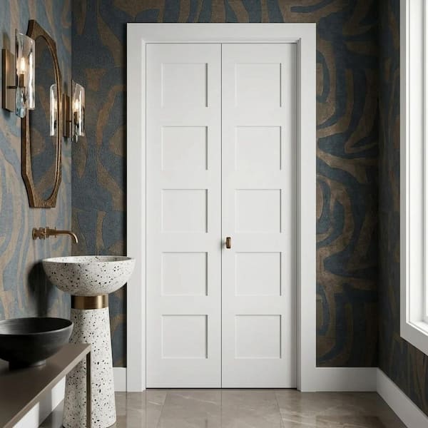 Krosswood Doors 24 in. x 80 in. Shaker 5-Panel Solid Core Primed