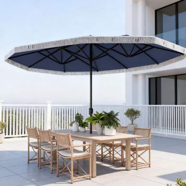 11 ft white patio umbrella 3 Tiers Patio Umbrella Outdoor Table Umbrella Dark Gray / 9FT