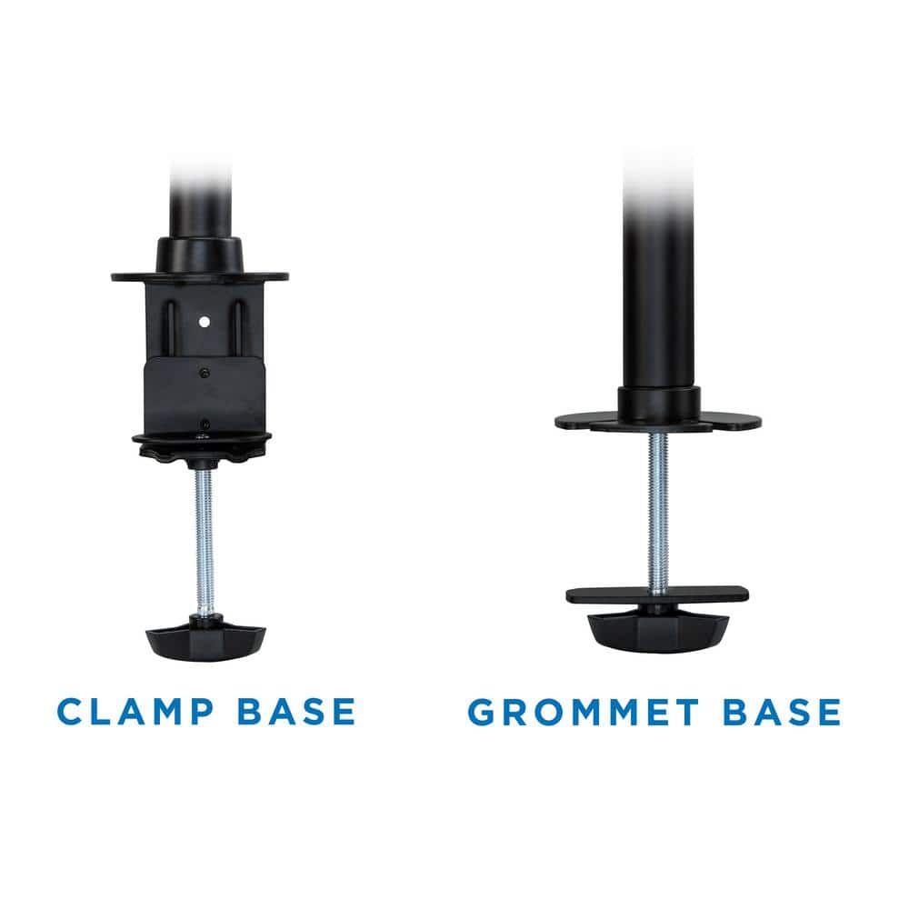 Black Adjustable Triple Monitor Desk Mount with Steel and Aluminum Arms
