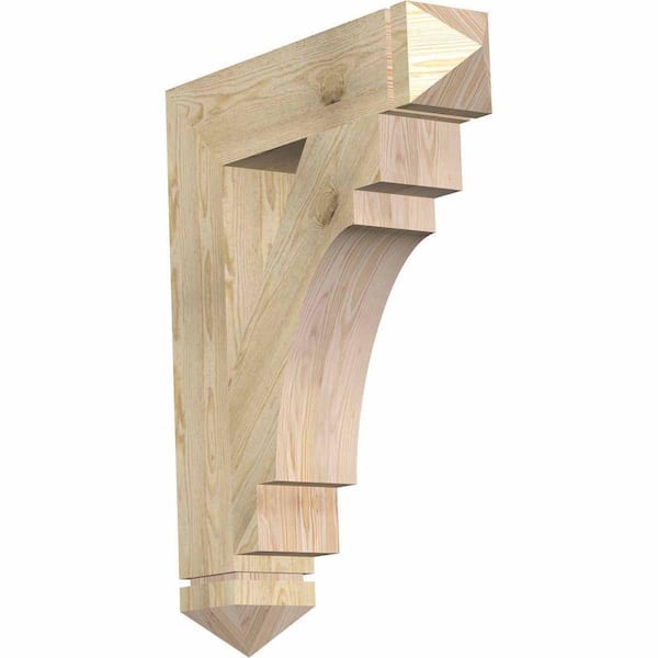 Ekena Millwork 6 in. x 36 in. x 28 in. Douglas Fir Merced Arts and Crafts Rough Sawn Bracket
