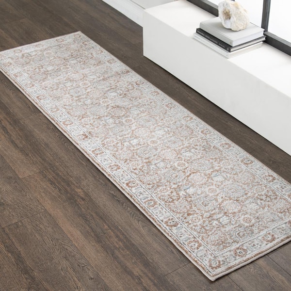 Reynell Brown Doormat 2 ft. x 7 ft. Vinyl Area Rug