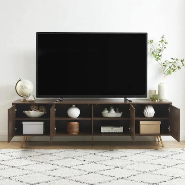 Edwin's Choice Dark Walnut 75 in. TV Stand Fits TVs up to 85 in