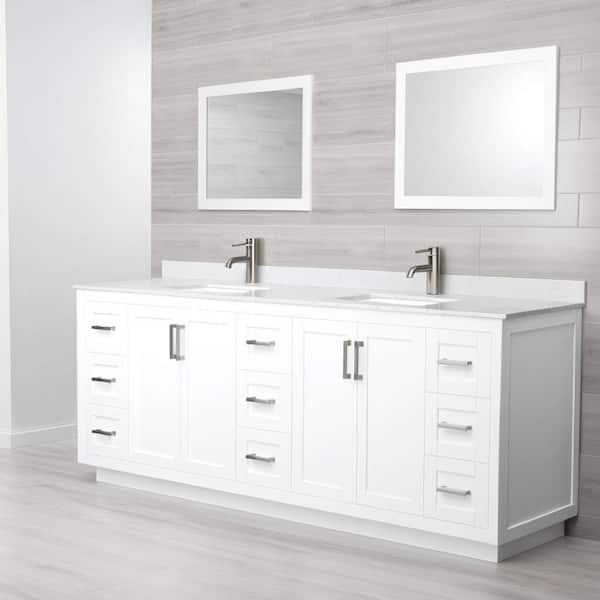 Miranda 84 in. W x 22 in. D x 33.75 in. H Double Bath Vanity in White with Carrara Cultured Marble Top