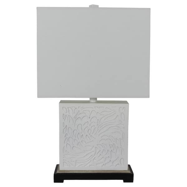 Decor Therapy Keller 22 in. White Square Table Lamp with Shade