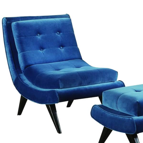 Armen Living 5th Avenue Velvet Cerulean Blue Armless Swayback Lounge Chair