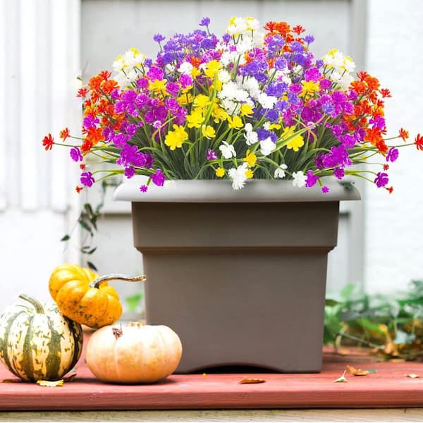 Unbranded 14 in. Multi-Colored Outdoor Artificial Flowers 20 Bundles