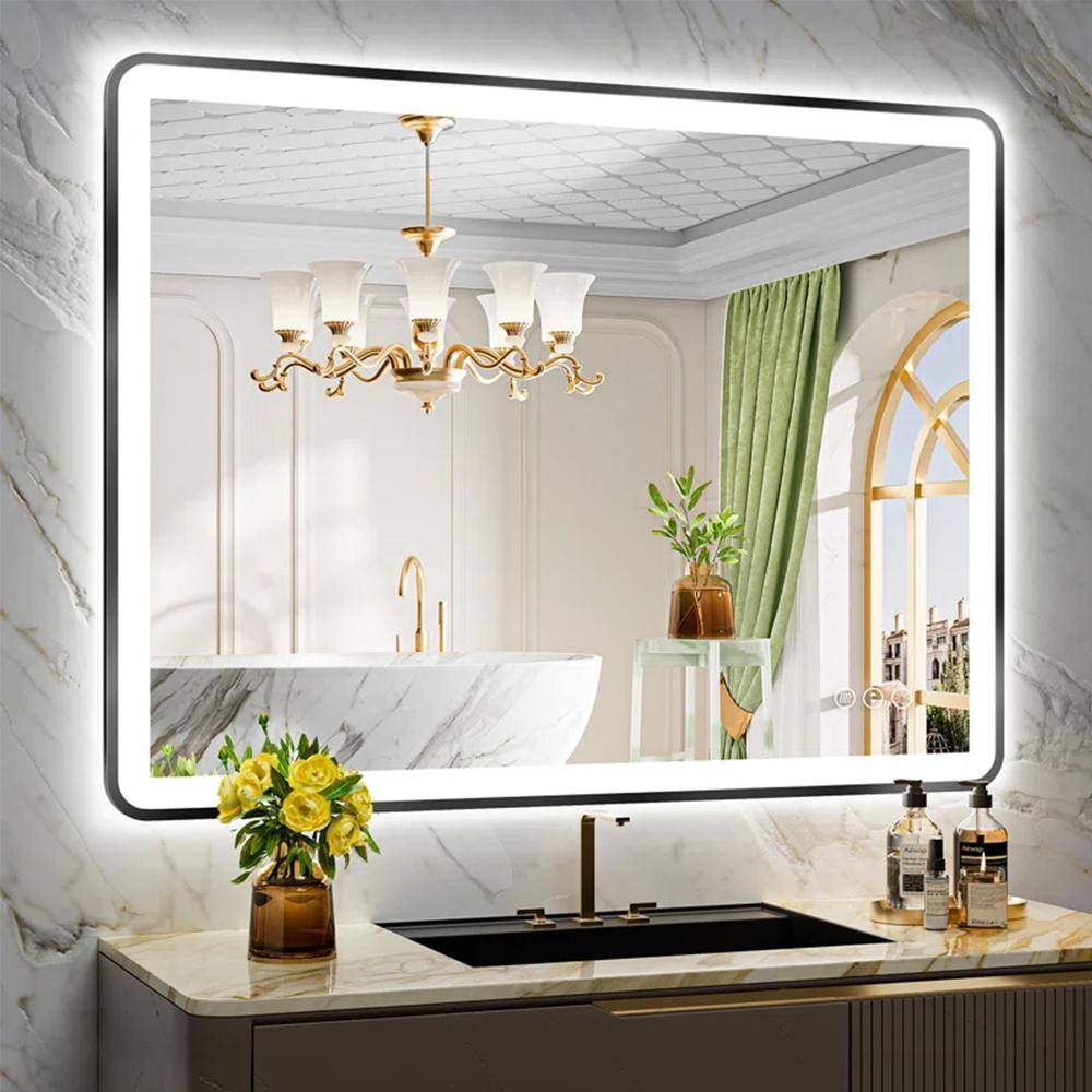 48 in. W x 36 in. H Rectangular Framed Front and Back LED Lighted Anti-Fog Wall Bathroom Vanity Mirror in Tempered Glass price history on PriceWatchPro