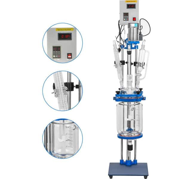 Jacketed Reactor 5L Laboratory Glass Reactor, Jacketed Glass Reactor, Chemical Reaction Vessel, Lab Jacketed Reactor