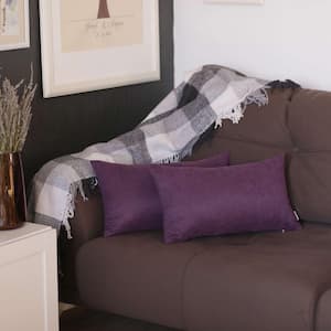 Charlie Set of 2-Purple Modern Lumbar Throw Pillows 1 in. x 8 in.