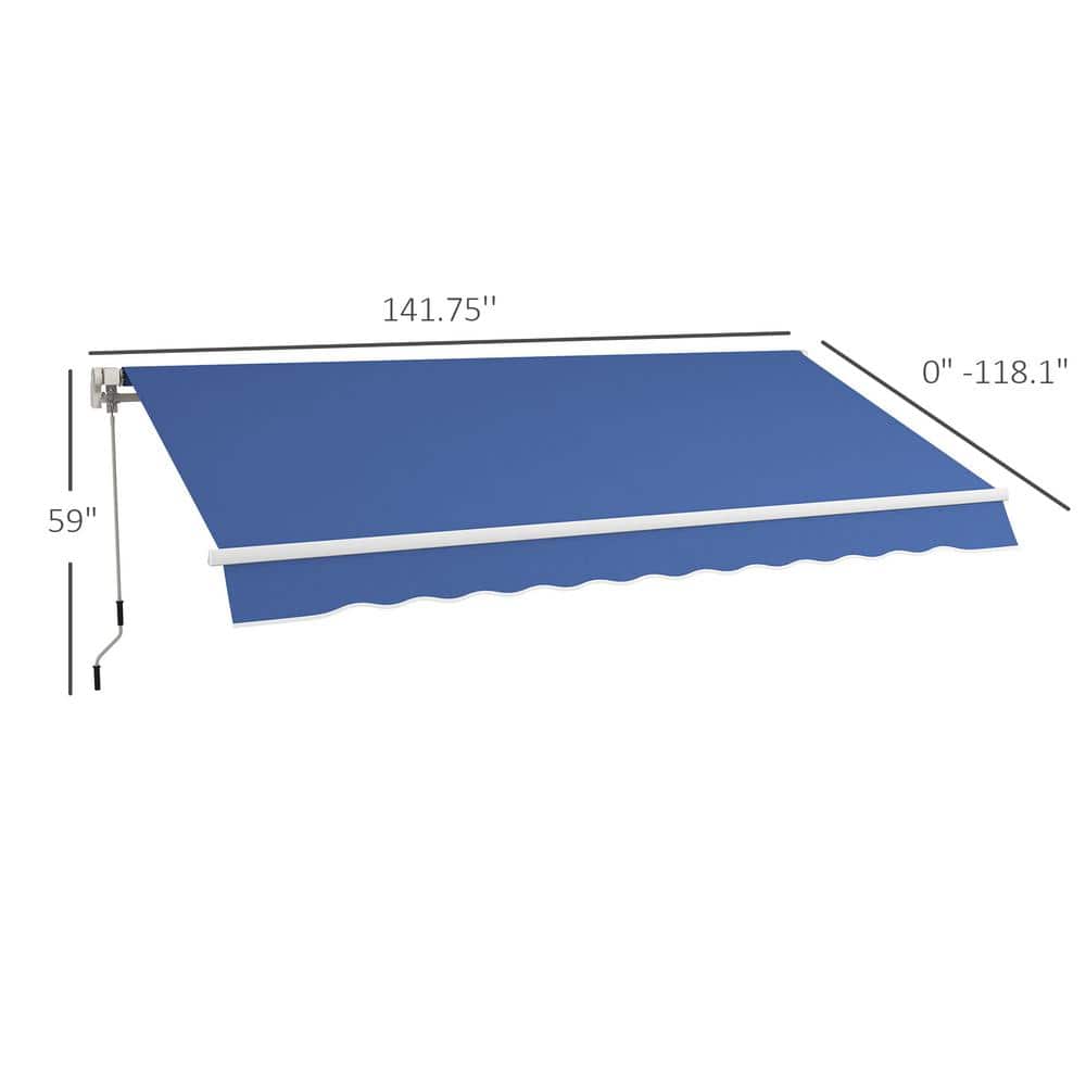 Outsunny 12' x 10' Dark Blue Retractable Patio Awning
