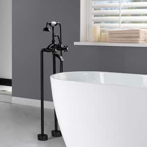 Adelaide 3-Handle Claw Foot Tub Filler Faucet with Hand Shower in Matte Black
