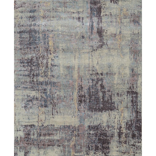 8 ft. x 10 ft. Purple Abstract Hand Knotted Area Rug