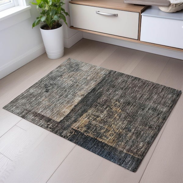 Mayfield Premium Machine Washable Abstract AMF1208 Coffee 2 ft. x 3 ft. Area Rug
