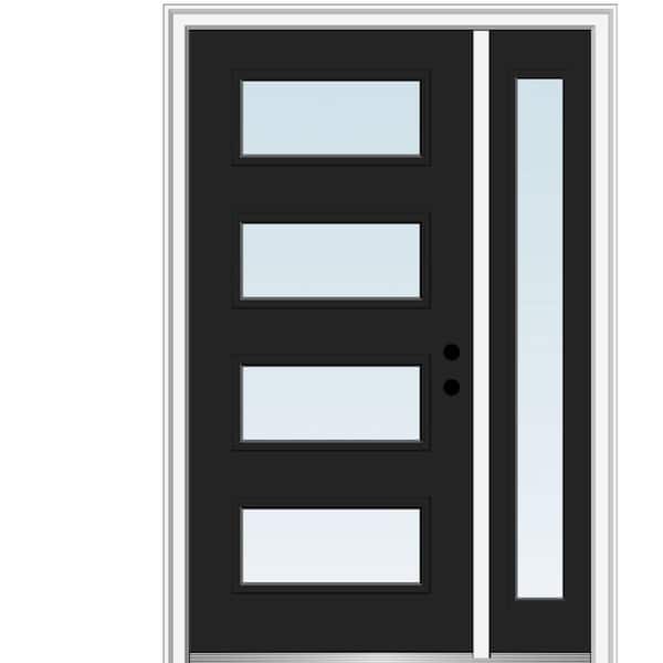 MMI Door 53 in. x 81.75 in. Celeste Clear Low-E Glass Left-Hand 4-Lite Eclectic Painted Steel Prehung Front Door with Sidelite