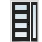 53 in. x 81.75 in. Celeste Clear Low-E Glass Left-Hand 4-Lite Eclectic Painted Steel Prehung Front Door with Sidelite