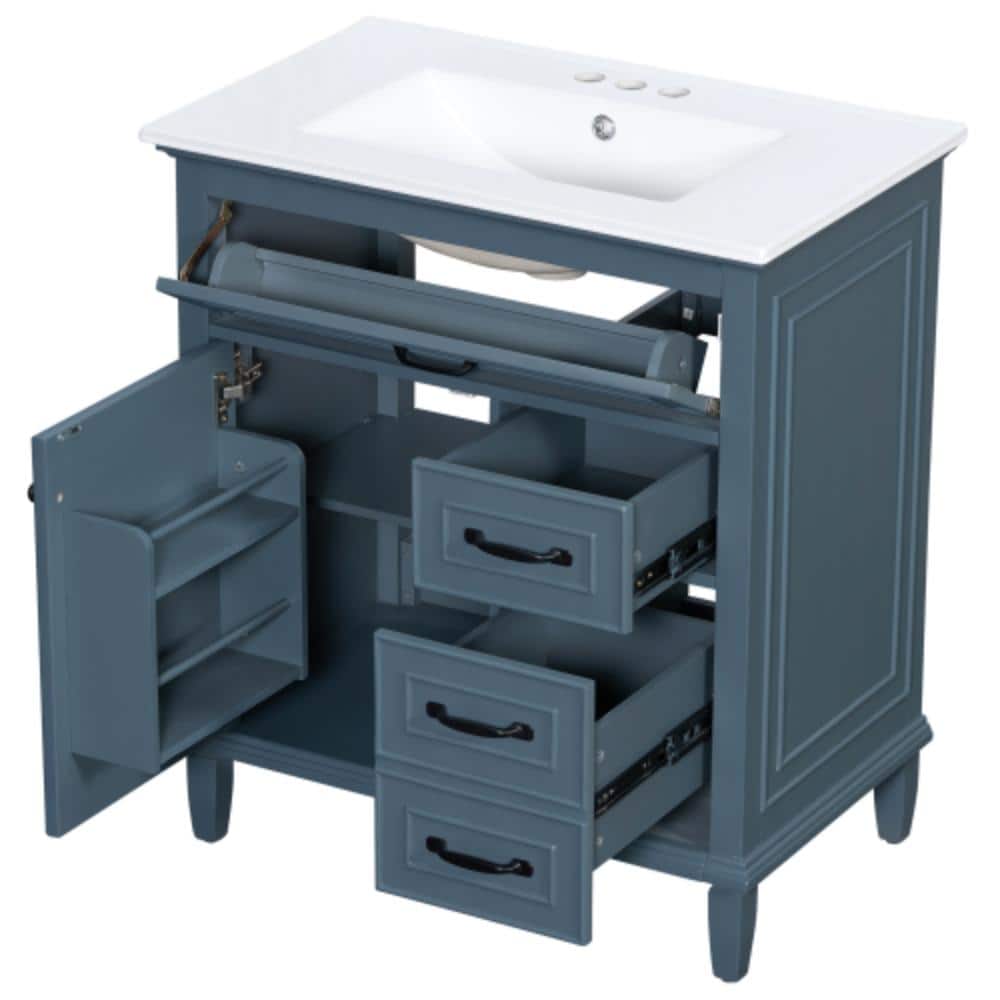 30 in. W x 18.3 in. D x 34 in. H Bathroom Blue Linen Cabinet price history on PriceWatchPro