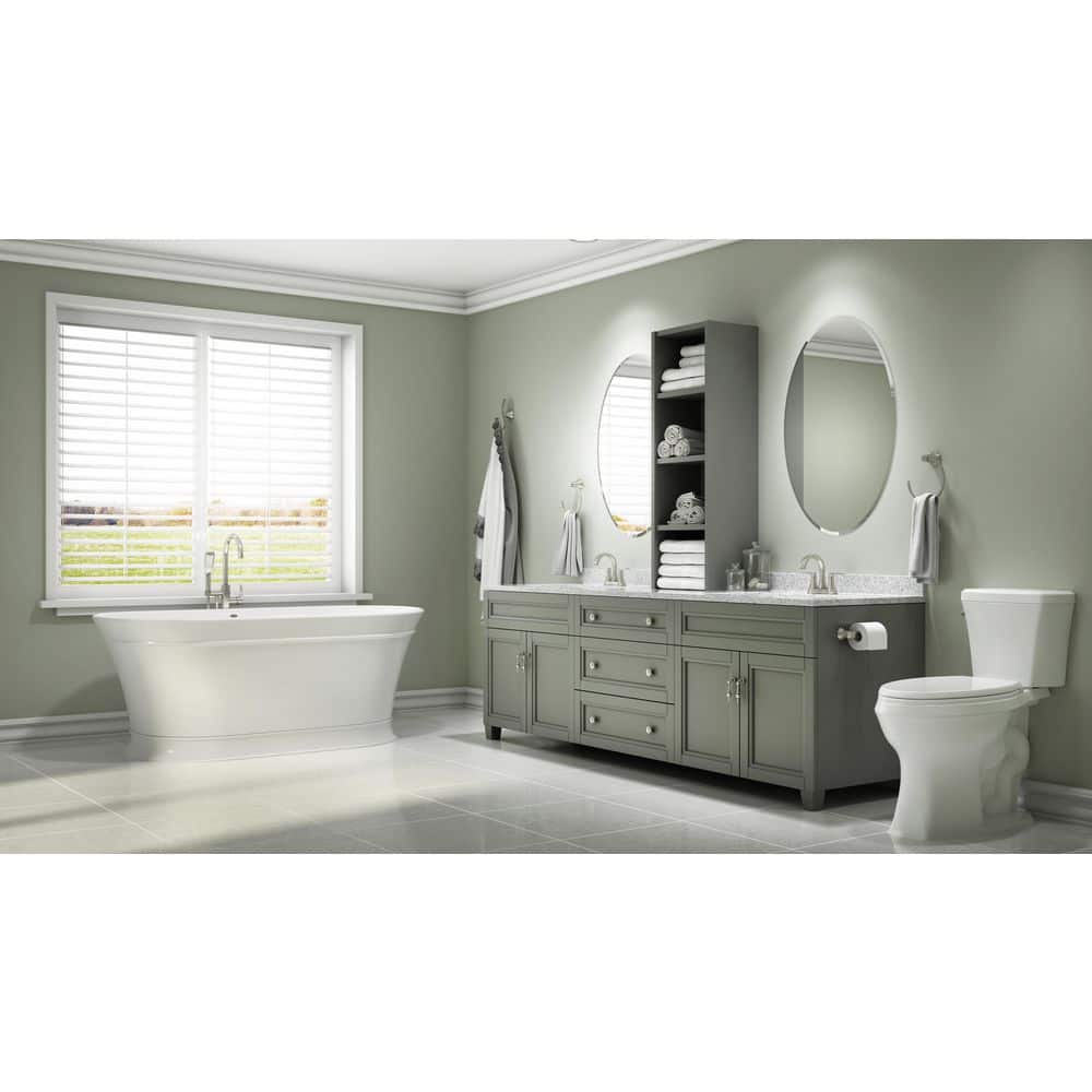 Lyndsay 67" White Acrylic Freestanding Soaking Bathtub with Chrome Faucet