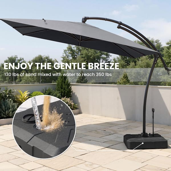 costway 9ft patio solar umbrella led patio market Costway 9 ft. Solar LED Patio Umbrella, Push-Button Tilt and Crank, 24 LED  Lights and 8 Ribs in Brown HCST13905