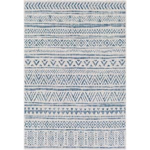 Eartha Blue/White 5 ft. 3 in. x 7 ft. 7 in. Indoor/Outdoor Patio Area Rug