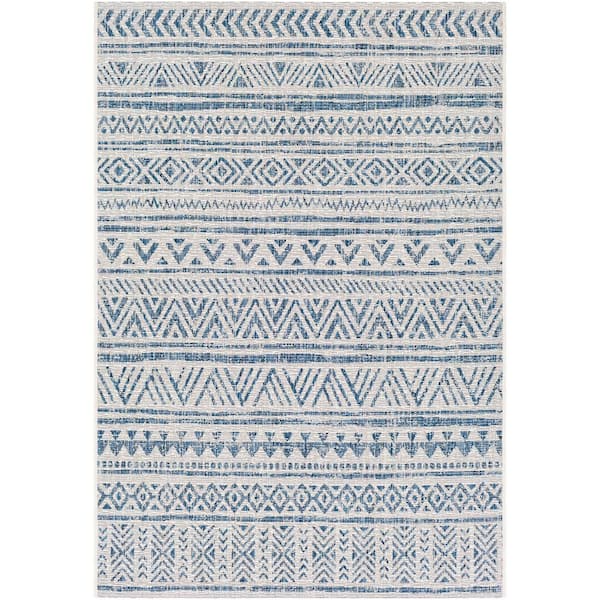 Livabliss Eartha Blue/White 12 ft. x 15 ft. Indoor/Outdoor Area Rug